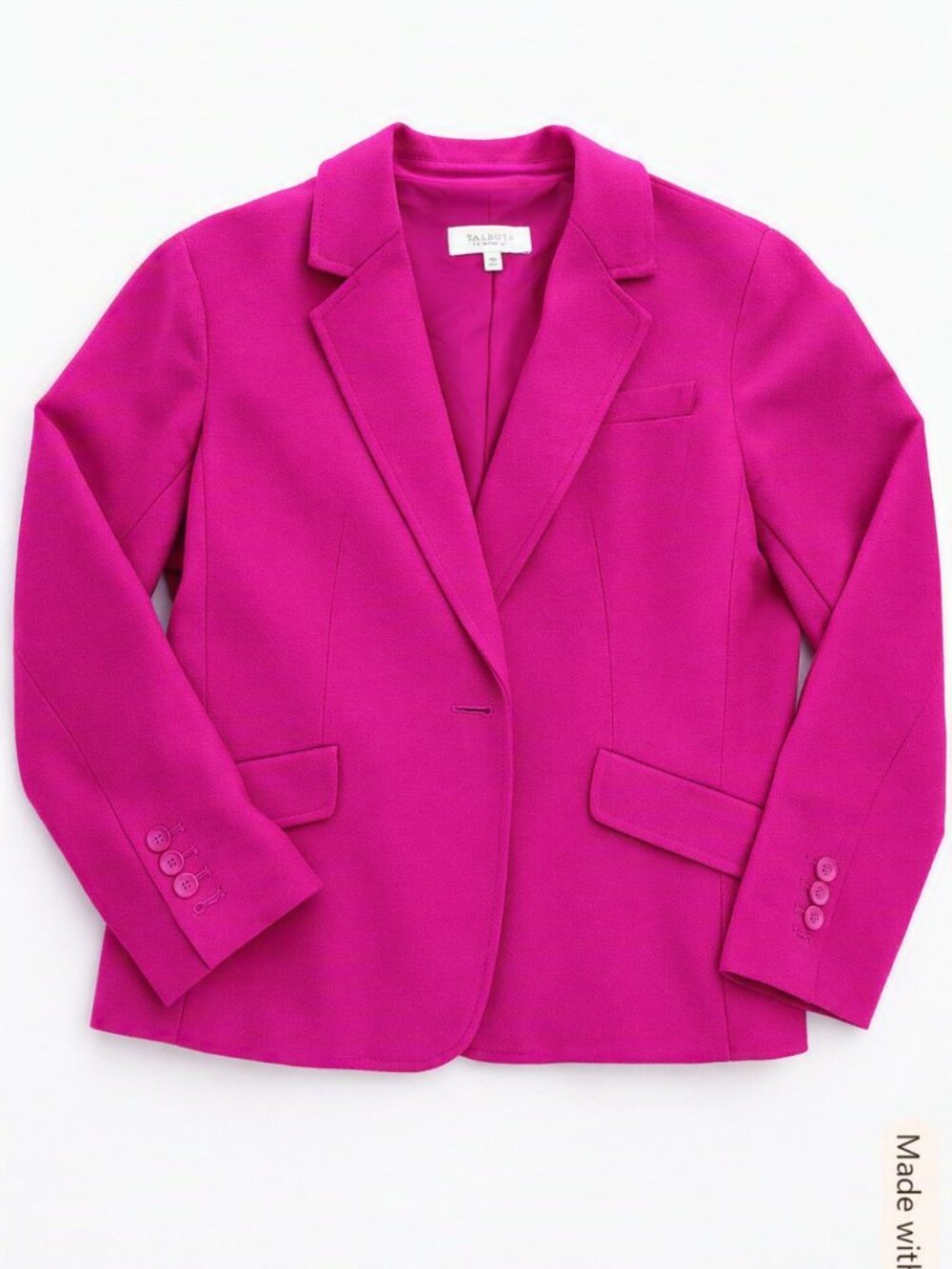 Talbots Wool Blend Magenta Structured Blazer Jacket Size 10P